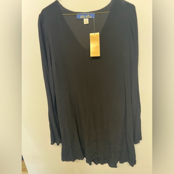 FRANCESCA’S “BLUE RAIN” BLACK LONG SLEEVE LINED DRESS -SIZE SMALL - Picture 1 of 9